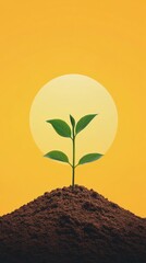 Poster - Emerging Green Horizons Minimalist Sustainable Growth Visualization with Vibrant Solar Symbolism for Eco-Innovative Business Strategies and Climate Resilience