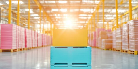 Fototapete - Minimalist Logistics Visualization Color-Coded Warehouse Efficiency with Pastel Palette - Industrial Design Innovation Meets Modern Supply Chain Management