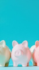 Aufkleber - Minimalist Financial Diversity Pastel Piggy Bank Ensemble Showcasing Strategic Investment Differentiation in Vibrant Modern Portfolio Design