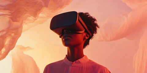 Aufkleber - Immersive Digital Artscape Gen Z Cultural Experience through Virtual Reality Headset - Transformative Art Engagement and Sensory Media Innovation