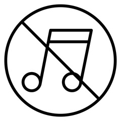 Fototapete - No music sign simple black and white graphic for silence