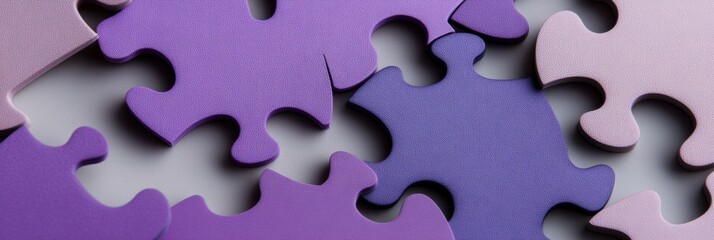 Aufkleber - Purple Up Day Collaborative Solutions Minimalist Puzzle Metaphor for Innovative Teamwork, Strategic Problem-Solving and Organizational Synergy in Modern Business Landscapes