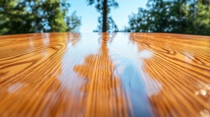 Aufkleber - Luminous Woodgrain Texture Hyper-Detailed Sustainable Timber Surface with Reflective Depth - Innovative Design Materiality for Creative Professionals