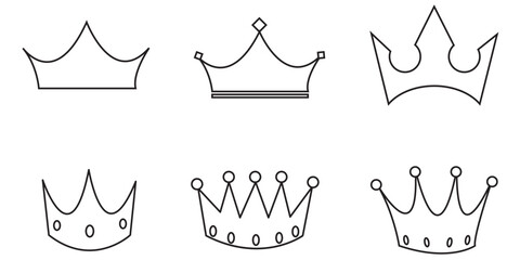 Big collection quality crowns. Crown icon set. Collection of crown silhouette. Vector Illustration