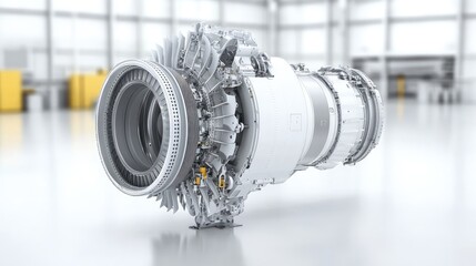 Aufkleber - Close-up of a jet engine turbine's intricate mechanical parts, highlighting aerospace engineering and precision manufacturing.