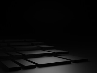 Wall Mural - 3d black geometric step background.