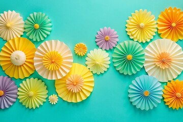 Poster - A lively background of groovy rainbow paper flowers, radiating a fun, colorful, and retro-inspired vibe
