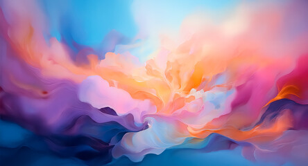 Aufkleber - vibrant abstract background with swirling colorful shapes. hues of blue, orange, pink, and purple bl