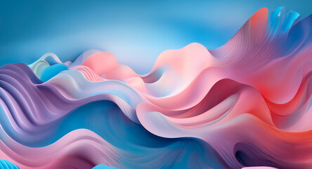 Aufkleber - abstract flowing waves of blue, pink, purple, and red hues create a smooth, dynamic, and vibrant dig