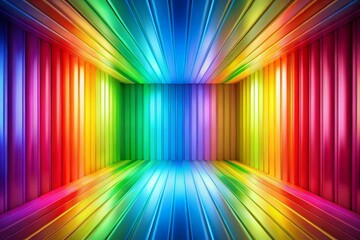 Fototapete - A 3D-rendered abstract rainbow gradient background with a dynamic perspective, creating a vibrant room effect