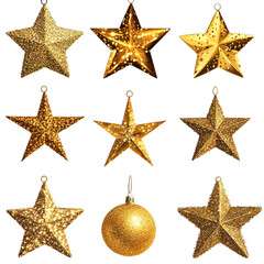 golden christmas star isolated on transparent background png