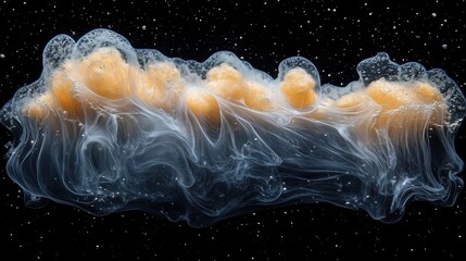 Wall Mural - A cloud of smoke is floating in the air. The smoke is orange and blue in color. The smoke is very thick and it looks like it is coming from a fire
