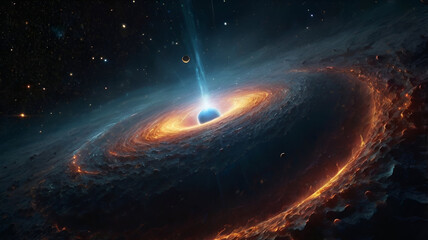 Wall Mural - Glowing Supermassive Black Hole with Intense Gravitational Pull