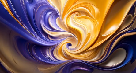 Aufkleber - dynamic swirl of blue and yellow, smooth abstract. fluid motion and flowing texture create a visuall