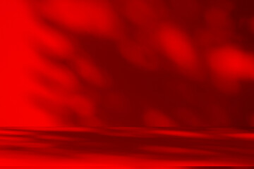 Poster - Wall interior background, studio and backdrops show products.with shadow from window color Red background for text insertion and presentation product	