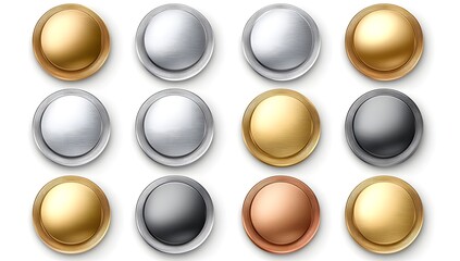 Metallic Round Buttons in Various Colors