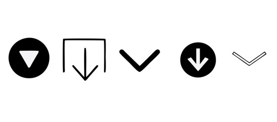 Down arrow vector icon set