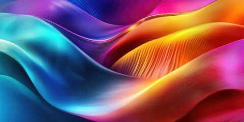 Fototapete - A symphony of vibrant colors, where intricate wave patterns intertwine with bold gradient lines, symbolizing the seamless connection between global networks, big data, an
