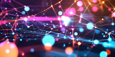 Poster - A dynamic canvas of interconnected lines and dots, a symphony of digital energy, symbolizing the intricate web of connections and data flow in the modern digital age, ren