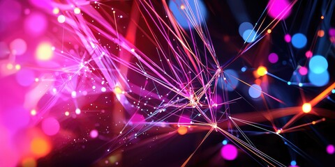 Leinwandbilder - A dynamic canvas of interconnected lines and dots, a symphony of digital energy, symbolizing the intricate web of connections and data flow in the modern digital age, ren