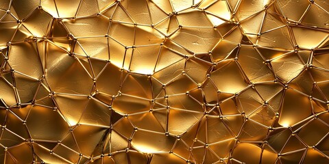Fototapete - A mesmerizing canvas of gold, where interconnected points, representing global business connections, shimmered and flowed in a dynamic pattern, evoking the essence of int