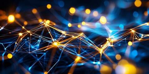 Fototapete - A luminous tapestry of interconnected lines, weaving across continents and oceans, representing the intricate web of communication and global connection that binds our wo