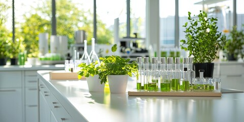 Aufkleber - In the heart of a laboratory, a symphony of natural extracts unfolded, transforming organic herbs into potent beauty products and effective medicines, showcasing the powe