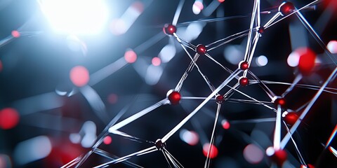 Fototapete - A network of interconnected lines and dots forming a polygon, creating a futuristic and dynamic backdrop for presentations and design projects.
