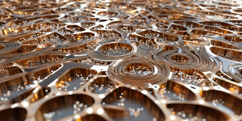 Leinwandbilder - A 3D landscape of interconnected points and lines, forming intricate patterns reminiscent of a futuristic circuit board, hinting at a vast and complex network.
