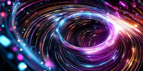 Poster - A futuristic canvas of swirling data, binary code, and glowing circuits, symbolizing the power and innovation of artificial intelligence and big data, a gateway to the fu