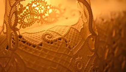 Wall Mural - close up of a doily with a light in the background