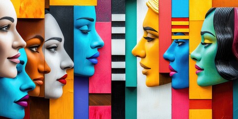 Aufkleber - A vibrant tapestry of faces, each representing a different culture, gathered around a conference table, engaged in animated discussion, symbolizing the power of diversity