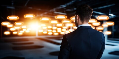 Fototapete - A corporate strategy officer delves into the intricate tapestry of the M&A market, meticulously analyzing the strategic growth opportunities that lie ahead, advising lead