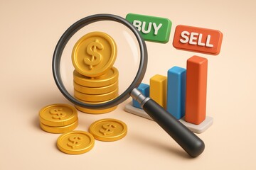 Poster - Financial Analysis: Examining currency, charts and data, focused on making informed decisions in investment and analysis.