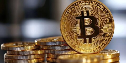 Leinwandbilder - A digital ledger, the blockchain, meticulously records Bitcoin transactions, a secure and transparent global network. Each transaction, cryptographically secured, forms a