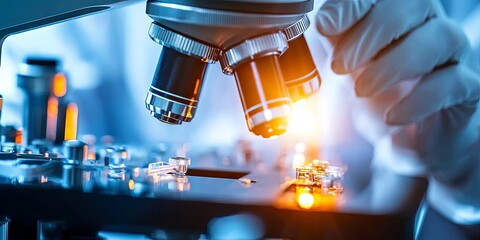 Poster - In a sterile, white-coated laboratory, scientists meticulously conducted life-saving experiments using advanced technology and cutting-edge equipment, striving to unravel