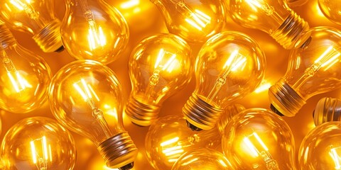 Poster - A vibrant pattern of yellow light bulbs, casting an inviting glow, with each bulb subtly outlined in a shadow, creating a sense of depth and intrigue.