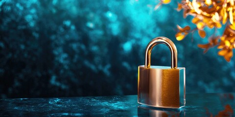 Aufkleber - A translucent padlock, a symbol of digital security, gleamed against a pulsating background of vibrant blue, hinting at the power of encryption and the protection of sens