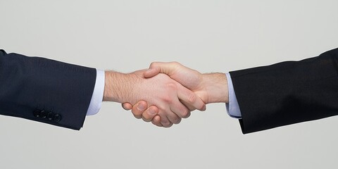 Aufkleber - Two men, clad in sharp suits, extended their hands in a handshake, symbolizing the forging of a partnership and the beginning of a successful business collaboration. The
