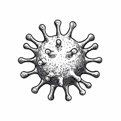 Poster - Detailed Simple Outline Drawing of a Virus with Emphasis on Features