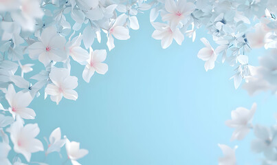 Poster - Elegant Floral Background with Soft Blue and White Flowers Design