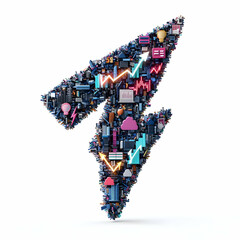 Poster - Abstract Lightning Icon with Stylized Graph and Colorful Elements