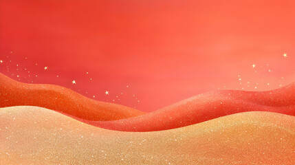 Poster - Festive Red and White Gradient Background with Textured Waves and Sparkles