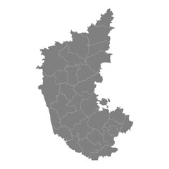 Fototapete - High Quality map of Karnataka is a state of India, with borders of the districts