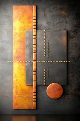 Poster - Abstract Metal Composition: An intricate arrangement of metallic shapes in varying hues, blending textures, and clean lines, with artistic depth and sophistication. 