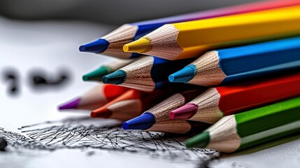 Aufkleber - Artistic expression with colored pencils home studio photography creative workspace overhead view inspiration