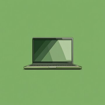 Flat design laptop graphic on solid green background