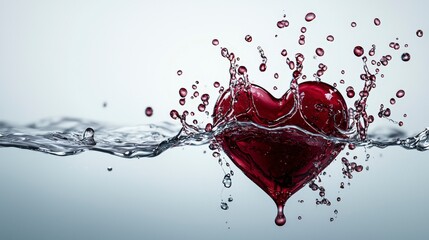 Poster - Splashing heart action underwater scene photography serene environment close-up view love concept for seo impact