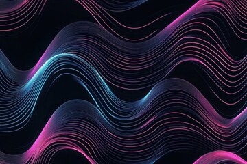 Poster - Moving glowing neon pattern over dark background creates captivating visual effects, glowing neon pattern moving over black background