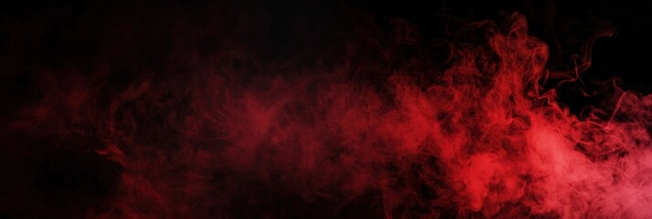 Poster - red grunge dark horror black background with bright red mist smoke halloween goth design, wide backg